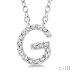 1/20 Ctw Initial 'G' Round Cut Diamond Pendant With Chain in 10K White Gold 1/20 Ctw Initial 'G' Round Cut Diamond Pendant With Chain in 10K White Gold