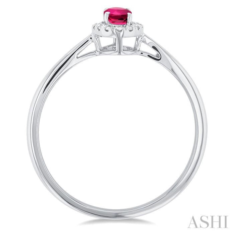 5x3 MM Oval Shape Pink Tourmaline and 1/20 Ctw Single Cut Diamond Halo Semi-Precious Ring in 10K White Gold 5x3 MM Oval Shape Pink Tourmaline and 1/20 Ctw Single Cut Diamond Halo Semi-Precious Ring in 10K White Gold