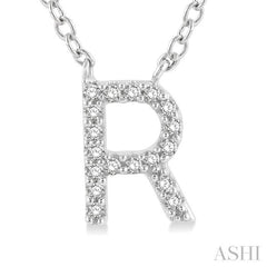 1/20 Ctw Initial 'R' Round Cut Diamond Pendant With Chain in 10K White Gold 1/20 Ctw Initial 'R' Round Cut Diamond Pendant With Chain in 10K White Gold
