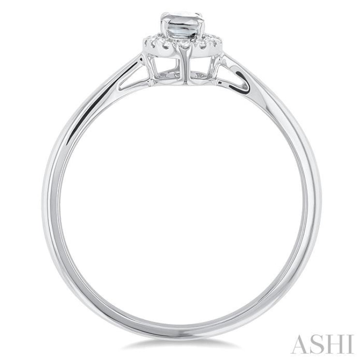 5x3 MM Oval Shape White Topaz and 1/20 Ctw Single Cut Diamond Halo Semi-Precious Ring in 10K White Gold 5x3 MM Oval Shape White Topaz and 1/20 Ctw Single Cut Diamond Halo Semi-Precious Ring in 10K White Gold