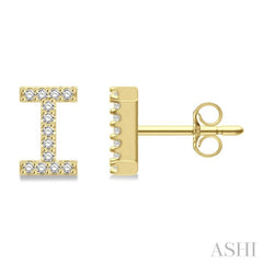 1/10 Ctw Initial 'I' Round Cut Diamond Earrings in 10K Yellow Gold 1/10 Ctw Initial 'I' Round Cut Diamond Earrings in 10K Yellow Gold