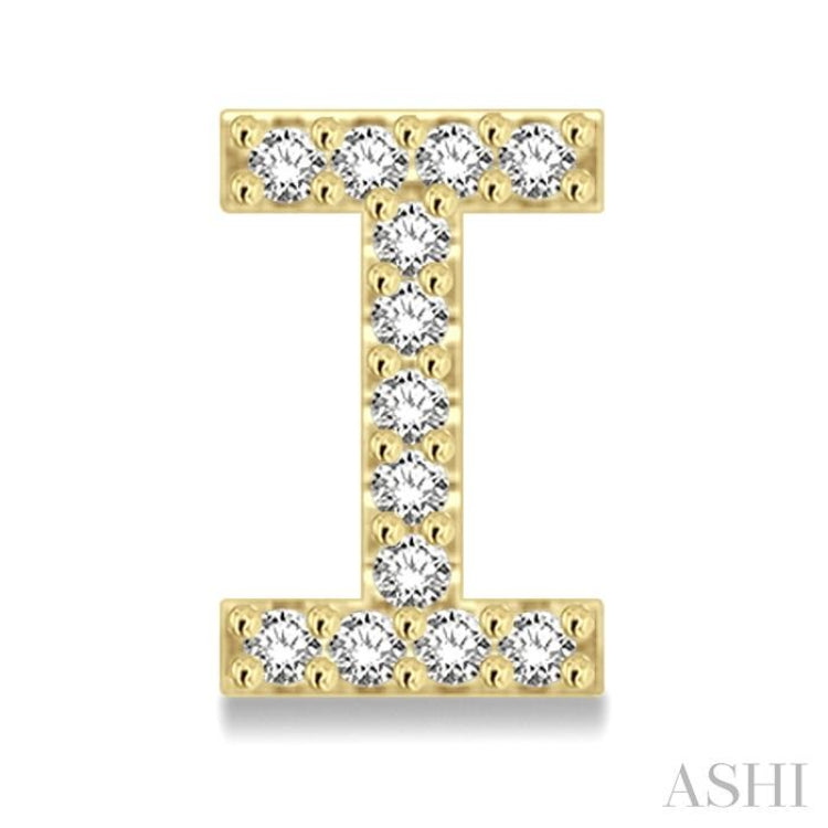 1/10 Ctw Initial 'I' Round Cut Diamond Earrings in 10K Yellow Gold 1/10 Ctw Initial 'I' Round Cut Diamond Earrings in 10K Yellow Gold