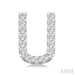 1/10 Ctw Initial 'U' Round Cut Diamond Earrings in 10K White Gold 1/10 Ctw Initial 'U' Round Cut Diamond Earrings in 10K White Gold