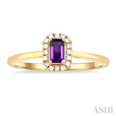 5x3 MM Octagonal Shape Amethyst and 1/20 Ctw Single Cut Diamond Halo Semi-Precious Ring in 10K Yellow Gold 5x3 MM Octagonal Shape Amethyst and 1/20 Ctw Single Cut Diamond Halo Semi-Precious Ring in 10K Yellow Gold
