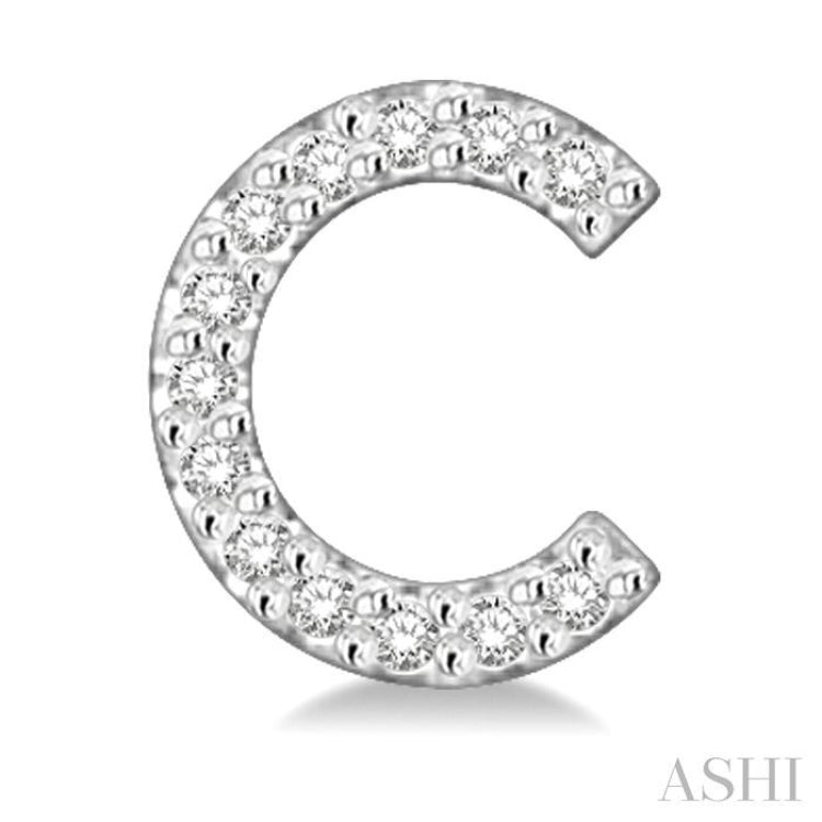 1/10 Ctw Initial 'C' Round Cut Diamond Earrings in 10K White Gold 1/10 Ctw Initial 'C' Round Cut Diamond Earrings in 10K White Gold