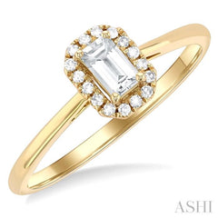 5x3 MM Octagonal Shape White Topaz and 1/20 Ctw Single Cut Diamond Halo Semi-Precious Ring in 10K Yellow Gold 5x3 MM Octagonal Shape White Topaz and 1/20 Ctw Single Cut Diamond Halo Semi-Precious Ring in 10K Yellow Gold
