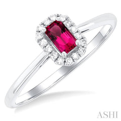 5x3 MM Octagonal Shape Pink Tourmaline and 1/20 Ctw Single Cut Diamond Halo Semi-Precious Ring in 14K White Gold 5x3 MM Octagonal Shape Pink Tourmaline and 1/20 Ctw Single Cut Diamond Halo Semi-Precious Ring in 14K White Gold