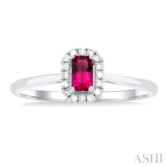 5x3 MM Octagonal Shape Pink Tourmaline and 1/20 Ctw Single Cut Diamond Halo Semi-Precious Ring in 14K White Gold 5x3 MM Octagonal Shape Pink Tourmaline and 1/20 Ctw Single Cut Diamond Halo Semi-Precious Ring in 14K White Gold