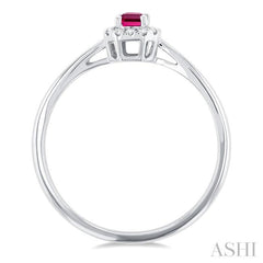 5x3 MM Octagonal Shape Pink Tourmaline and 1/20 Ctw Single Cut Diamond Halo Semi-Precious Ring in 14K White Gold 5x3 MM Octagonal Shape Pink Tourmaline and 1/20 Ctw Single Cut Diamond Halo Semi-Precious Ring in 14K White Gold