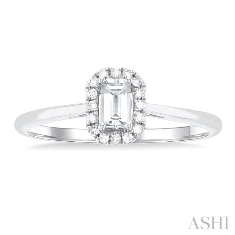 5x3 MM Octagonal Shape White Topaz and 1/20 Ctw Single Cut Diamond Halo Semi-Precious Ring in 14K White Gold 5x3 MM Octagonal Shape White Topaz and 1/20 Ctw Single Cut Diamond Halo Semi-Precious Ring in 14K White Gold