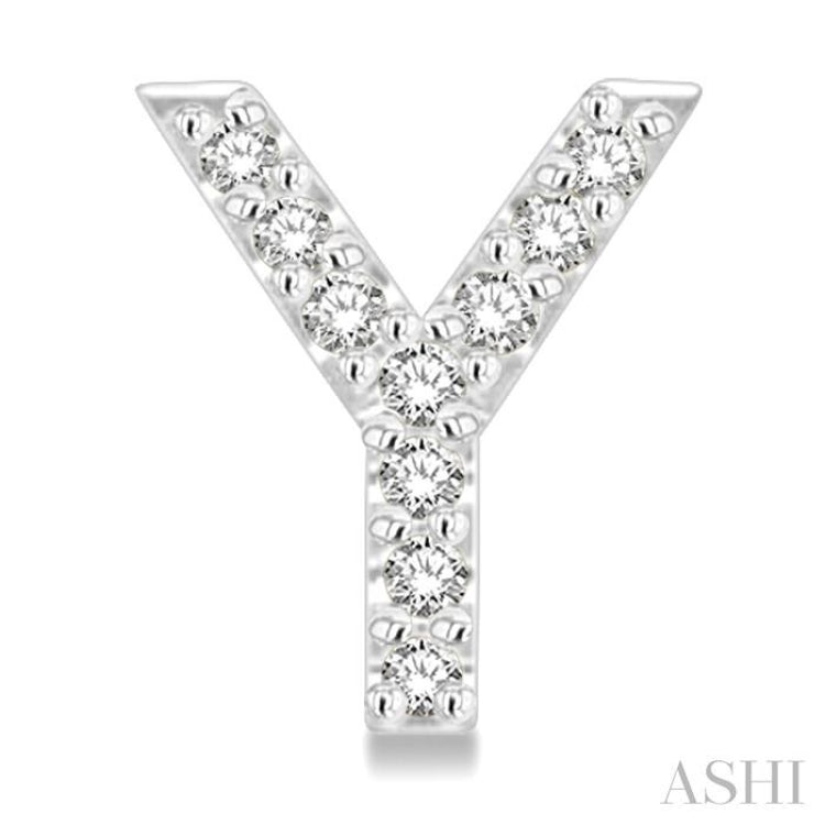 1/10 Ctw Initial 'Y' Round Cut Diamond Earrings in 10K White Gold 1/10 Ctw Initial 'Y' Round Cut Diamond Earrings in 10K White Gold