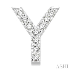 1/10 Ctw Initial 'Y' Round Cut Diamond Earrings in 10K White Gold 1/10 Ctw Initial 'Y' Round Cut Diamond Earrings in 10K White Gold