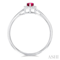 5x3 MM Pear Shape Pink Tourmaline and 1/20 Ctw Single Cut Diamond Halo Semi-Precious Ring in 14K White Gold 5x3 MM Pear Shape Pink Tourmaline and 1/20 Ctw Single Cut Diamond Halo Semi-Precious Ring in 14K White Gold