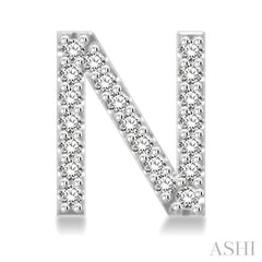 1/8 Ctw Initial 'N' Round Cut Diamond Earrings in 10K White Gold 1/8 Ctw Initial 'N' Round Cut Diamond Earrings in 10K White Gold