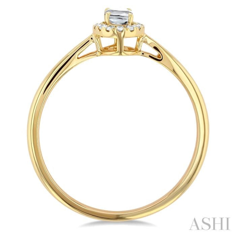 5x3 MM Oval Shape White Topaz and 1/20 Ctw Single Cut Diamond Halo Semi-Precious Ring in 10K Yellow Gold 5x3 MM Oval Shape White Topaz and 1/20 Ctw Single Cut Diamond Halo Semi-Precious Ring in 10K Yellow Gold
