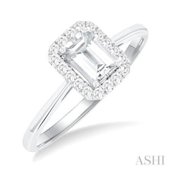 6x4 MM Octagonal Shape White Topaz and 1/6 Ctw Round Cut Diamond Halo Semi-Precious Ring in 10K White Gold 6x4 MM Octagonal Shape White Topaz and 1/6 Ctw Round Cut Diamond Halo Semi-Precious Ring in 10K White Gold