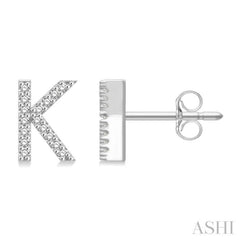 1/10 Ctw Initial 'K' Round Cut Diamond Earrings in 10K White Gold 1/10 Ctw Initial 'K' Round Cut Diamond Earrings in 10K White Gold