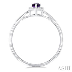 5x3 MM Pear Shape Amethyst and 1/20 Ctw Single Cut Diamond Halo Semi-Precious Ring in 14K White Gold 5x3 MM Pear Shape Amethyst and 1/20 Ctw Single Cut Diamond Halo Semi-Precious Ring in 14K White Gold