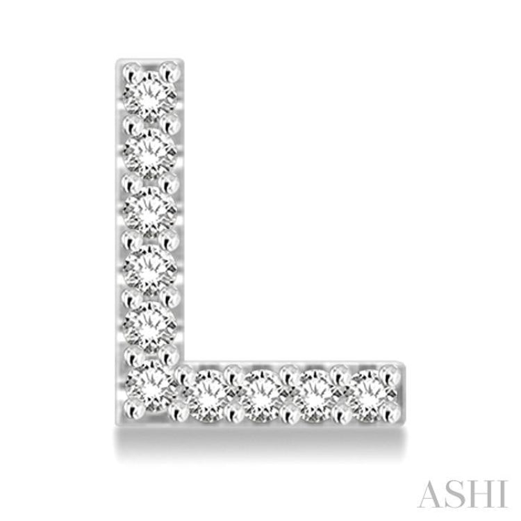 1/10 Ctw Initial 'L' Round Cut Diamond Earrings in 10K White Gold 1/10 Ctw Initial 'L' Round Cut Diamond Earrings in 10K White Gold