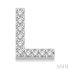 1/10 Ctw Initial 'L' Round Cut Diamond Earrings in 10K White Gold 1/10 Ctw Initial 'L' Round Cut Diamond Earrings in 10K White Gold