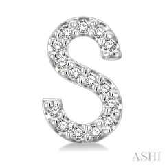 1/10 Ctw Initial 'S' Round Cut Diamond Earrings in 10K White Gold 1/10 Ctw Initial 'S' Round Cut Diamond Earrings in 10K White Gold