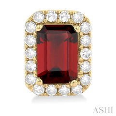 6x4 MM Octagonal Shape Garnet and 1/4 Ctw Round Cut Diamond Halo Semi-Precious Stud Earrings in 10K Yellow Gold 6x4 MM Octagonal Shape Garnet and 1/4 Ctw Round Cut Diamond Halo Semi-Precious Stud Earrings in 10K Yellow Gold