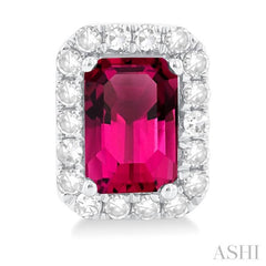 6x4 MM Octagonal Shape Pink Tourmaline and 1/4 Ctw Round Cut Diamond Halo Semi-Precious Stud Earrings in 14K White Gold 6x4 MM Octagonal Shape Pink Tourmaline and 1/4 Ctw Round Cut Diamond Halo Semi-Precious Stud Earrings in 14K White Gold