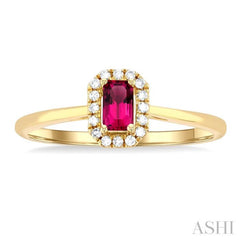 5x3 MM Octagonal Shape Pink Tourmaline and 1/20 Ctw Single Cut Diamond Halo Semi-Precious Ring in 14K Yellow Gold 5x3 MM Octagonal Shape Pink Tourmaline and 1/20 Ctw Single Cut Diamond Halo Semi-Precious Ring in 14K Yellow Gold