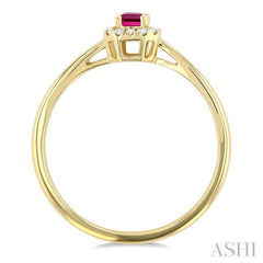 5x3 MM Octagonal Shape Pink Tourmaline and 1/20 Ctw Single Cut Diamond Halo Semi-Precious Ring in 14K Yellow Gold 5x3 MM Octagonal Shape Pink Tourmaline and 1/20 Ctw Single Cut Diamond Halo Semi-Precious Ring in 14K Yellow Gold