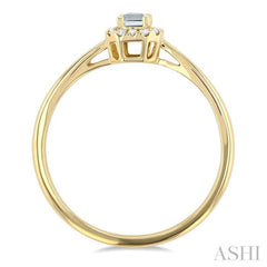 5x3 MM Octagonal Shape White Topaz and 1/20 Ctw Single Cut Diamond Halo Semi-Precious Ring in 14K Yellow Gold 5x3 MM Octagonal Shape White Topaz and 1/20 Ctw Single Cut Diamond Halo Semi-Precious Ring in 14K Yellow Gold