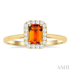6x4 MM Octagonal Shape Citrine and 1/6 Ctw Round Cut Diamond Halo Semi-Precious Ring in 14K Yellow Gold 6x4 MM Octagonal Shape Citrine and 1/6 Ctw Round Cut Diamond Halo Semi-Precious Ring in 14K Yellow Gold