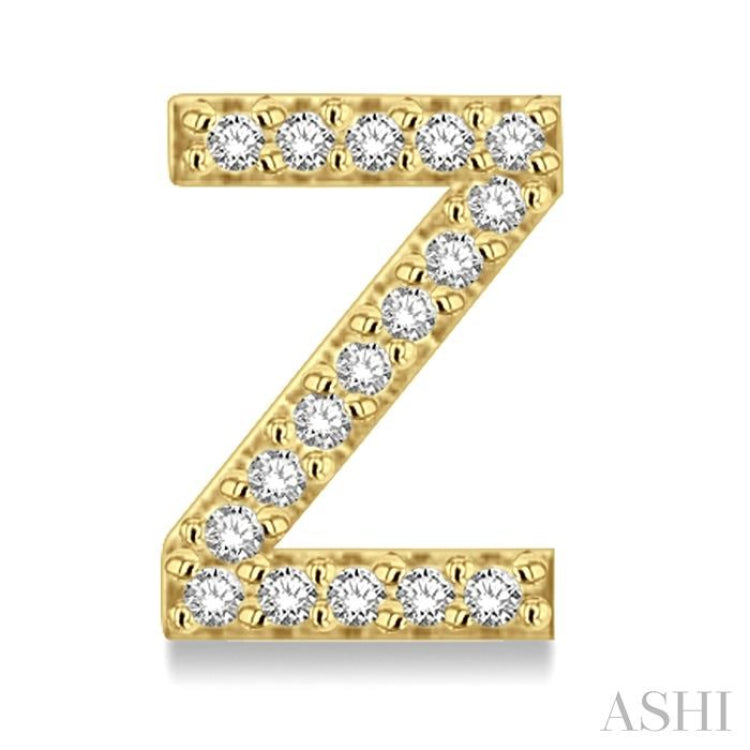 1/10 Ctw Initial 'Z' Round Cut Diamond Earrings in 10K Yellow Gold 1/10 Ctw Initial 'Z' Round Cut Diamond Earrings in 10K Yellow Gold