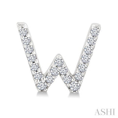 1/8 Ctw Initial 'W' Round Cut Diamond Earrings in 10K White Gold 1/8 Ctw Initial 'W' Round Cut Diamond Earrings in 10K White Gold