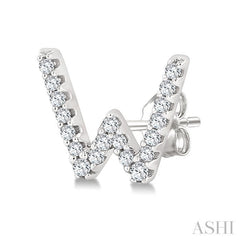 1/8 Ctw Initial 'W' Round Cut Diamond Earrings in 10K White Gold 1/8 Ctw Initial 'W' Round Cut Diamond Earrings in 10K White Gold