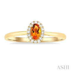 5x3 MM Oval Shape Citrine and 1/20 Ctw Single Cut Diamond Halo Semi-Precious Ring in 14K Yellow Gold 5x3 MM Oval Shape Citrine and 1/20 Ctw Single Cut Diamond Halo Semi-Precious Ring in 14K Yellow Gold