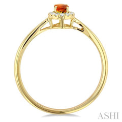 5x3 MM Oval Shape Citrine and 1/20 Ctw Single Cut Diamond Halo Semi-Precious Ring in 14K Yellow Gold 5x3 MM Oval Shape Citrine and 1/20 Ctw Single Cut Diamond Halo Semi-Precious Ring in 14K Yellow Gold