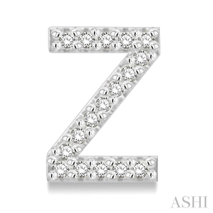 1/10 Ctw Initial 'Z' Round Cut Diamond Earrings in 10K White Gold 1/10 Ctw Initial 'Z' Round Cut Diamond Earrings in 10K White Gold
