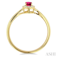 5x3 MM Oval Shape Pink Tourmaline and 1/20 Ctw Single Cut Diamond Halo Semi-Precious Ring in 10K Yellow Gold 5x3 MM Oval Shape Pink Tourmaline and 1/20 Ctw Single Cut Diamond Halo Semi-Precious Ring in 10K Yellow Gold