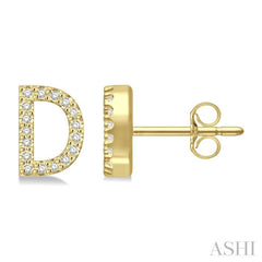 1/10 Ctw Initial 'D' Round Cut Diamond Earrings in 10K Yellow Gold 1/10 Ctw Initial 'D' Round Cut Diamond Earrings in 10K Yellow Gold