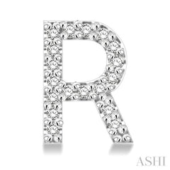 1/10 Ctw Initial 'R' Round Cut Diamond Earrings in 10K White Gold 1/10 Ctw Initial 'R' Round Cut Diamond Earrings in 10K White Gold