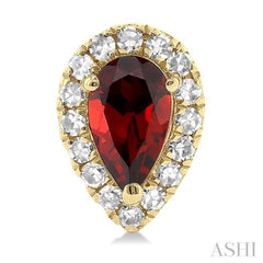 5x3 MM Pear Shape Garnet and 1/8 Ctw Single Cut Diamond Halo Semi-Precious Stud Earrings in 10K Yellow Gold 5x3 MM Pear Shape Garnet and 1/8 Ctw Single Cut Diamond Halo Semi-Precious Stud Earrings in 10K Yellow Gold