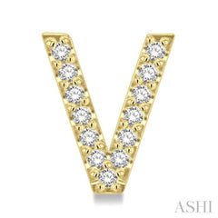 1/10 Ctw Initial 'V' Round Cut Diamond Earrings in 10K Yellow Gold 1/10 Ctw Initial 'V' Round Cut Diamond Earrings in 10K Yellow Gold