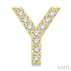 1/10 Ctw Initial 'Y' Round Cut Diamond Earrings in 10K Yellow Gold 1/10 Ctw Initial 'Y' Round Cut Diamond Earrings in 10K Yellow Gold