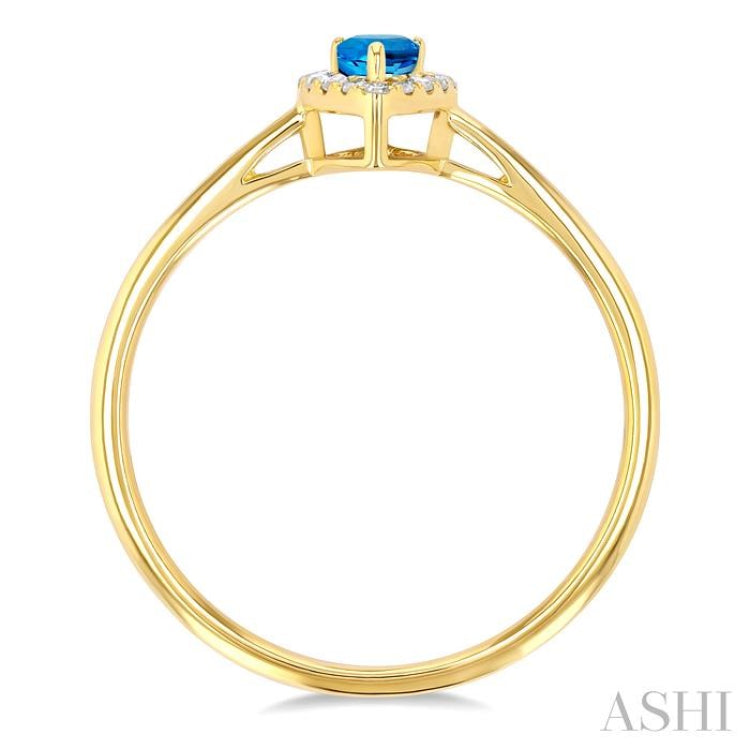 5x3 MM Pear Shape Blue Topaz and 1/20 Ctw Single Cut Diamond Halo Semi-Precious Ring in 10K Yellow Gold 5x3 MM Pear Shape Blue Topaz and 1/20 Ctw Single Cut Diamond Halo Semi-Precious Ring in 10K Yellow Gold