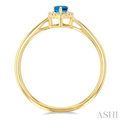 5x3 MM Pear Shape Blue Topaz and 1/20 Ctw Single Cut Diamond Halo Semi-Precious Ring in 10K Yellow Gold 5x3 MM Pear Shape Blue Topaz and 1/20 Ctw Single Cut Diamond Halo Semi-Precious Ring in 10K Yellow Gold