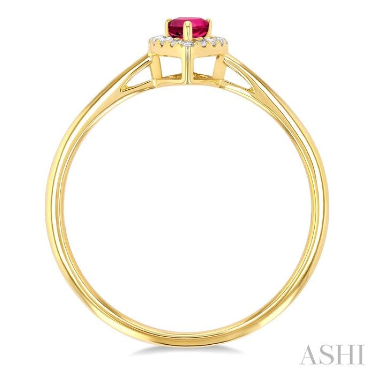 5x3 MM Pear Shape Pink Tourmaline and 1/20 Ctw Single Cut Diamond Halo Semi-Precious Ring in 14K Yellow Gold 5x3 MM Pear Shape Pink Tourmaline and 1/20 Ctw Single Cut Diamond Halo Semi-Precious Ring in 14K Yellow Gold