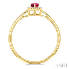 5x3 MM Pear Shape Pink Tourmaline and 1/20 Ctw Single Cut Diamond Halo Semi-Precious Ring in 14K Yellow Gold 5x3 MM Pear Shape Pink Tourmaline and 1/20 Ctw Single Cut Diamond Halo Semi-Precious Ring in 14K Yellow Gold