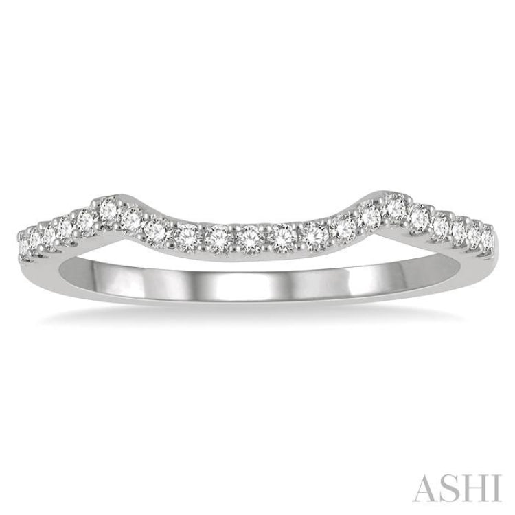 1/6 Ctw Crescent Round Cut Diamond Wedding Band in 14K White Gold 1/6 Ctw Crescent Round Cut Diamond Wedding Band in 14K White Gold