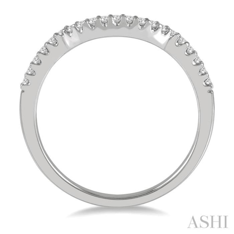 1/6 Ctw Crescent Round Cut Diamond Wedding Band in 14K White Gold 1/6 Ctw Crescent Round Cut Diamond Wedding Band in 14K White Gold