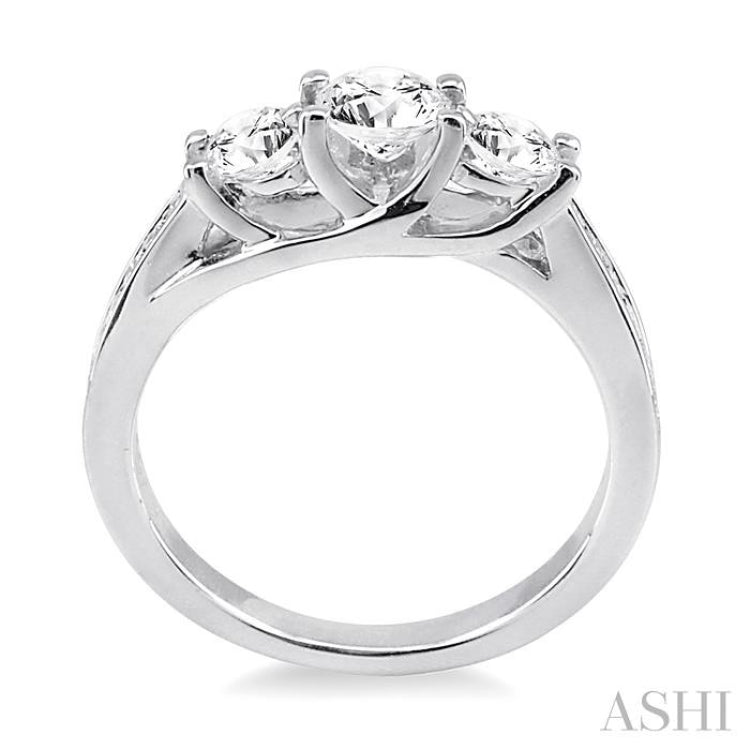 1 Ctw Diamond Engagement Ring with 3/8 Ct Round Cut Center Stone in 14K White Gold 1 Ctw Diamond Engagement Ring with 3/8 Ct Round Cut Center Stone in 14K White Gold